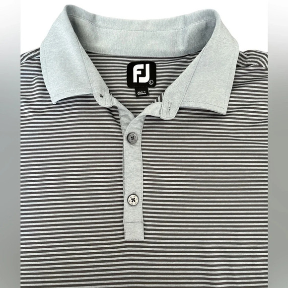 Men’s Footjoy Performance Golf Polo, Gray Striped, Size Large - Picture 1 of 9